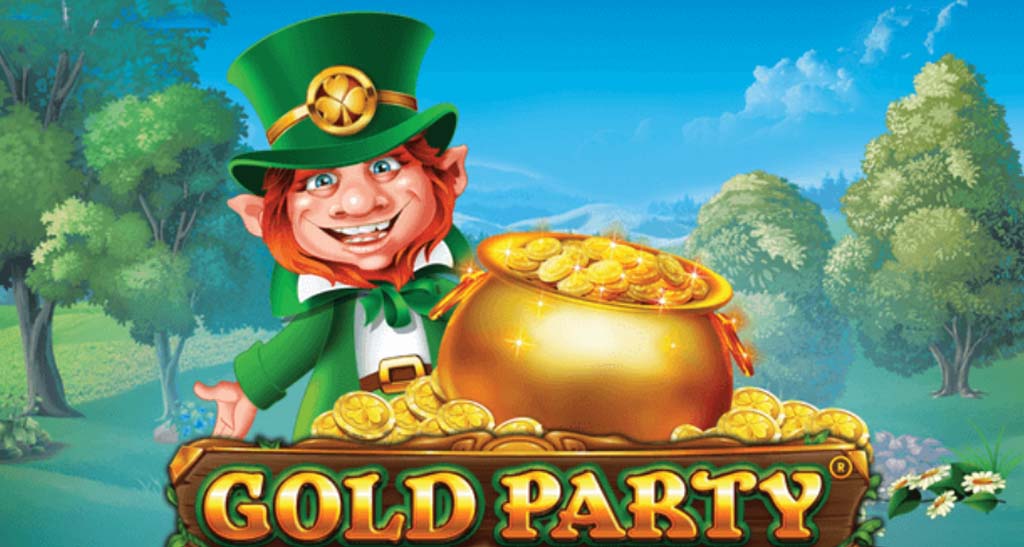 Gold Party Logo mit Schriftzug und Pragmatic Play Logo